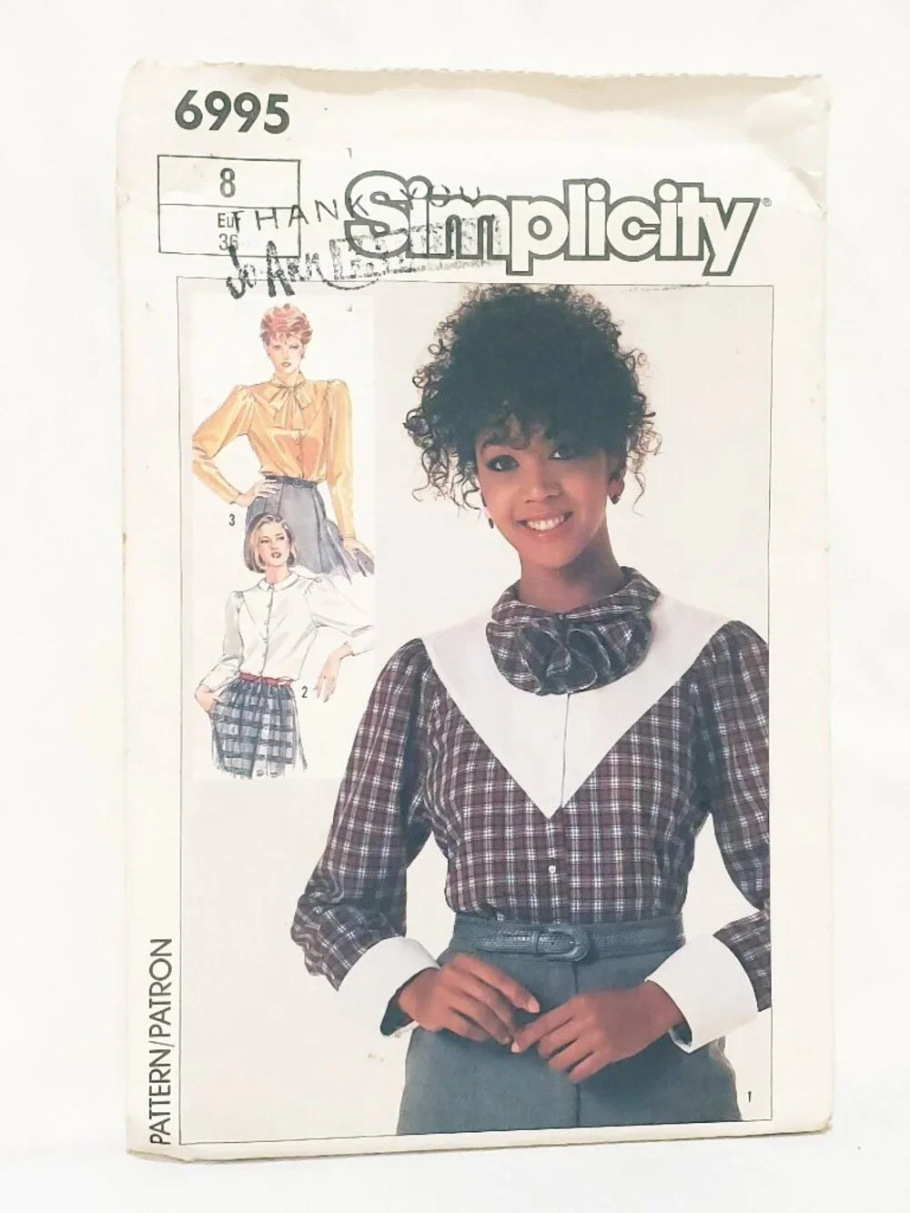 Button Front Blouse Top Shirt Misses Pattern 6995 Size 8 Simplicity 1985 Uncut